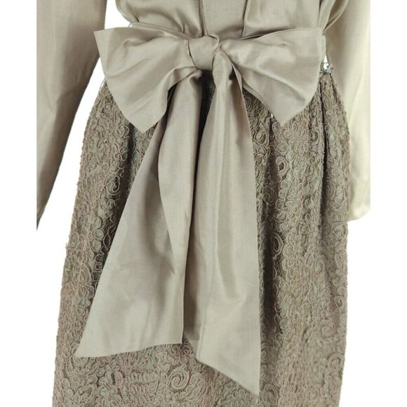 Vintage Catherine Regehr Silk Taffeta & Lace Gown S Green Dress Bow VTG - Picture 12 of 16